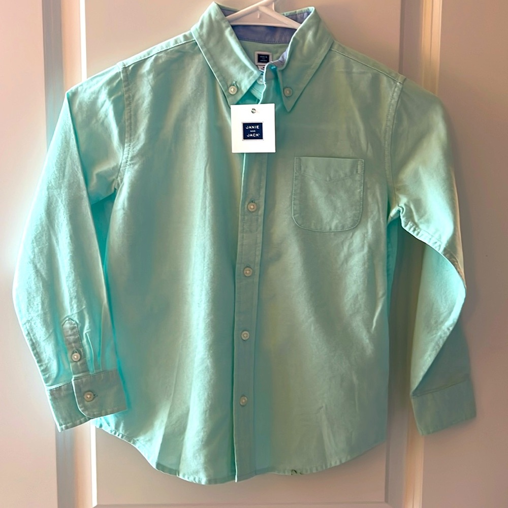 Janie & Jack Boys 6 Dress Shirr. Beautiful light Seafoam color NEW